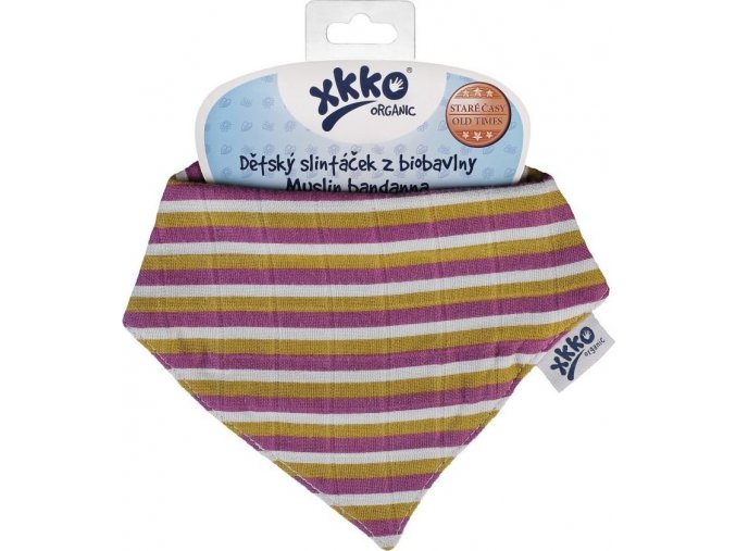 Dětský slintáček XKKO Organic Staré časy - Violet Stripes
