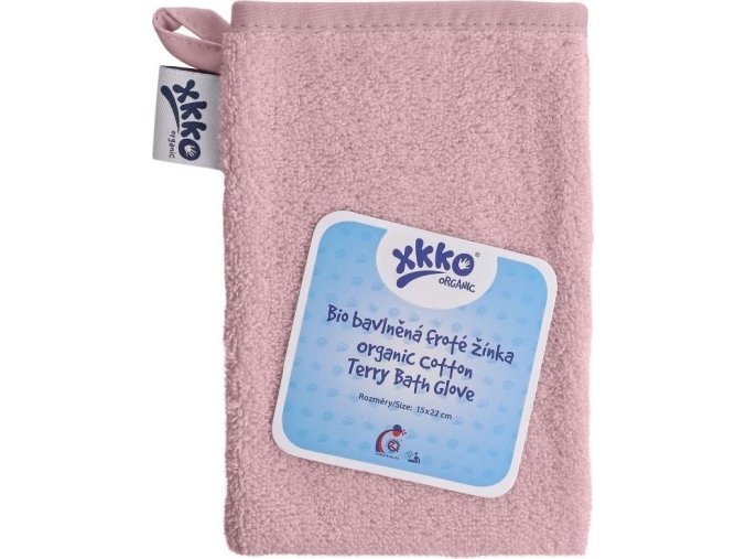 BIO bavlněná froté žínka XKKO Organic - Baby Pink