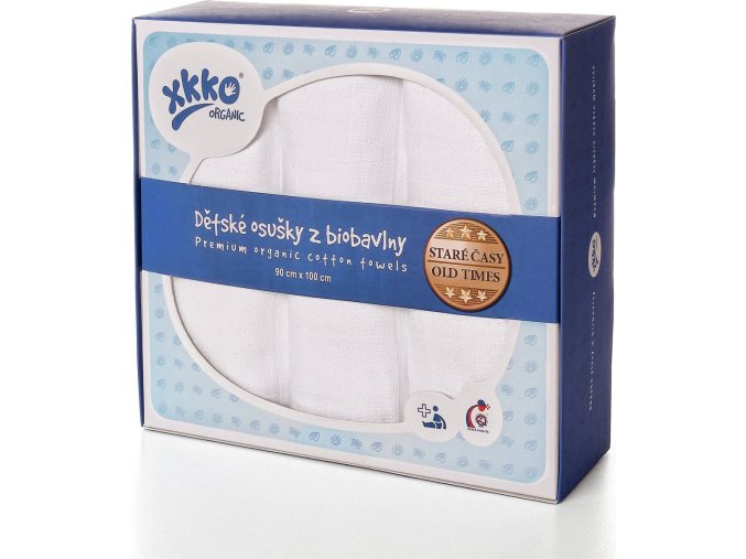 Osušky z biobavlny XKKO Organic 90x100 - Staré časy Bílé