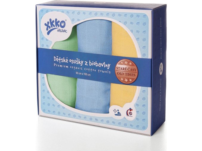 Osušky z biobavlny XKKO Organic 90x100 - Staré časy Pastels For Boys