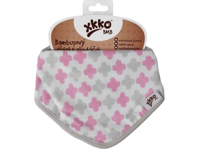 Bambusový slintáček XKKO BMB - Scandinavian Baby Pink Cross
