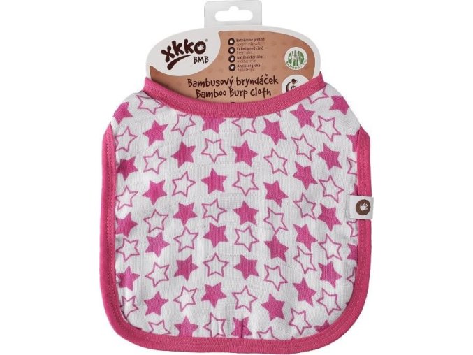 xkko bmb burp cloth little stars magenta m