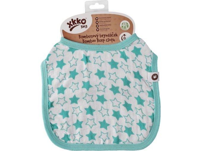 xkko bmb burp cloth little stars turquoise m