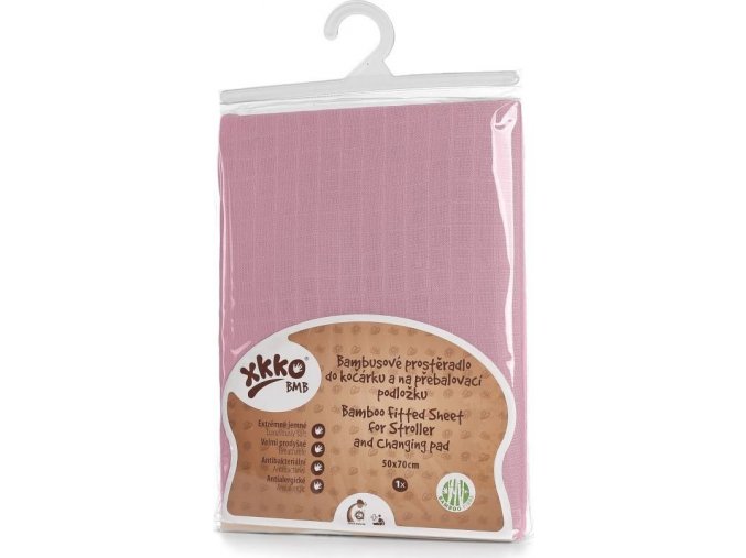 Bambusové prostěradlo s gumou XKKO BMB 50x70 - Baby Pink