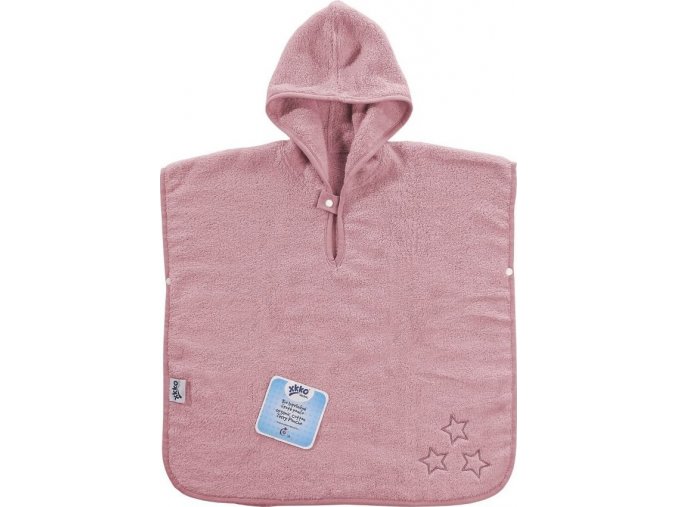 BIO bavlněné froté pončo XKKO Organic - Baby Pink Stars