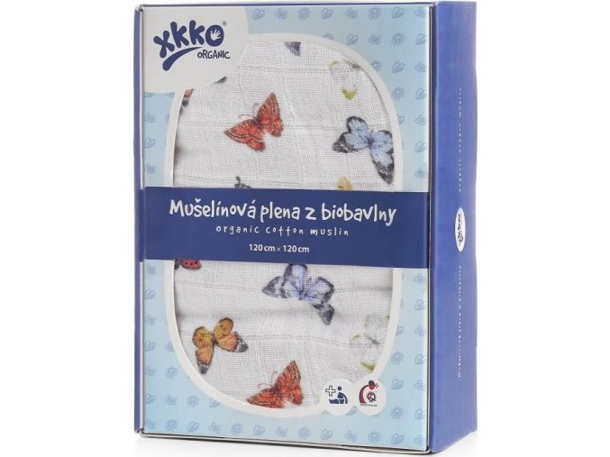 Biobavlněná plena XKKO Organic 120x120 - Butterflies