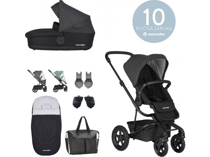 EASYWALKER EASYWALKER Set kombinovaný kočárek Harvey2 All-Terrain Night Black s příslušenstvím