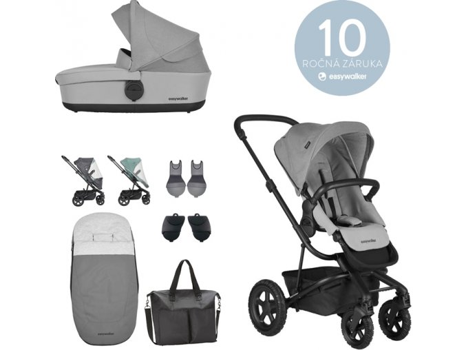 EASYWALKER EASYWALKER Set kombinovaný kočárek Harvey2 All-Terrain Stone Grey s příslušenstvím