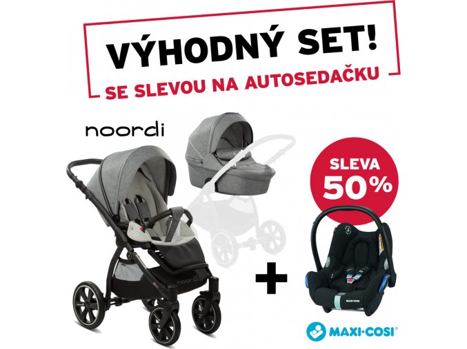 Noordi Kočárek Fjordi II 2v1 Dark Grey + CabrioFix autosedačka Frequency Black