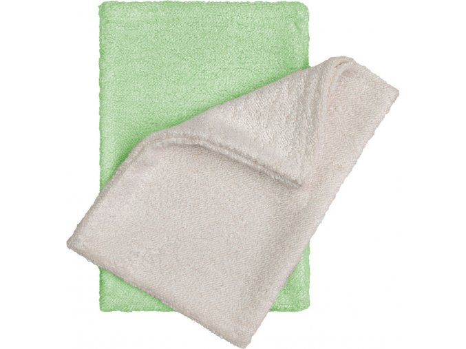 Koupací žínky - rukavice, natur+green / natur+zelená