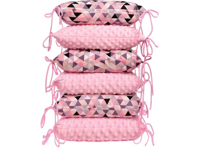 Polštářkový mantinel MINKY, pink triangles