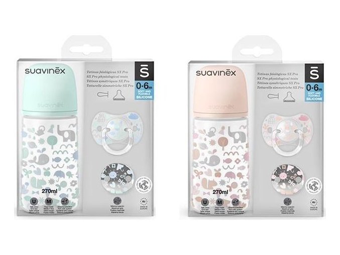 SUAVINEX | SADA LÁHEV 270ml + dudlík fyziologický 0/6m + klip MEMORIES - modrý (Varianta SUAVINEX | SADA LÁHEV 270ml + dudlík fyziologický 0/6m + klip MEMORIES - modrý)