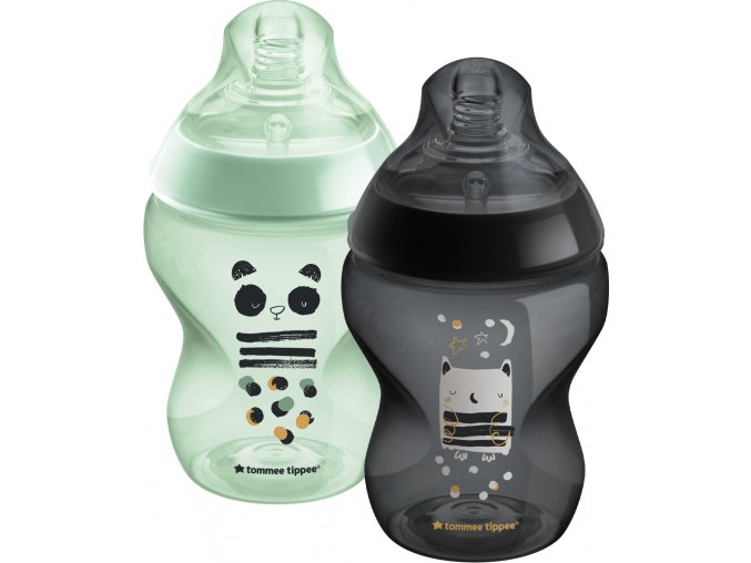 Tommee Tippee Kojenecká láhev C2N s obrázky modrá 2ks 260ml 0m+