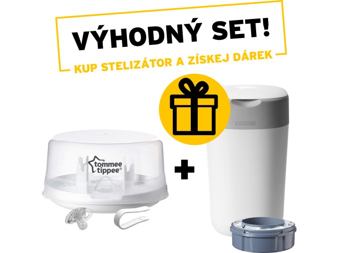 Tommee Tippee Parní sterilizátor do mikrovlnné trouby C2N + Koš na pleny Sangenic Twist & Click