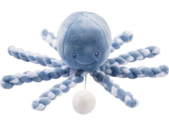 NATTOU NATTOU První hrající hračka pro miminka chobotnička PIU PIU Lapidou blue infinity / light blue 0m +