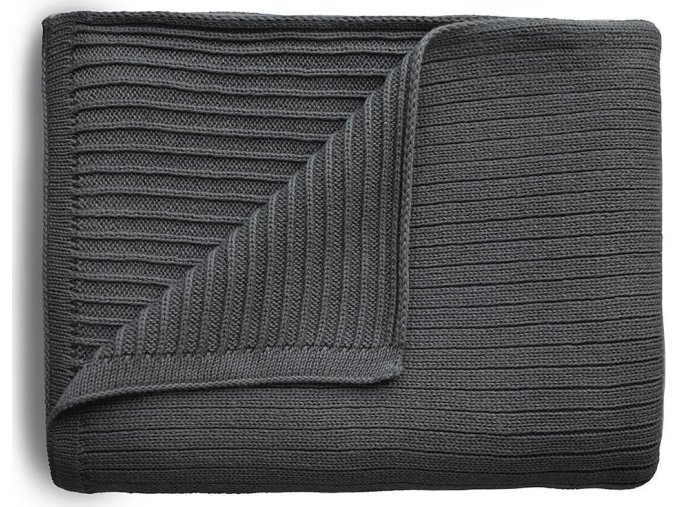Mushie pletena detska deka z organickej bavlny pasikova Dark Gray
