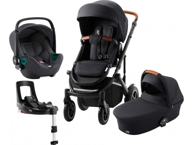 BRITAX Set kočárek Smile III + hluboká korba + autosedačka Baby Safe iSense + báze