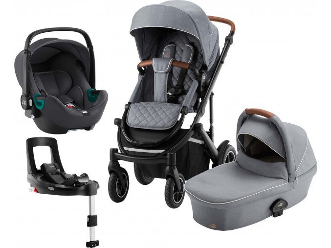 BRITAX Set kočárek Smile III + hluboká korba + autosedačka Baby Safe iSense + báze