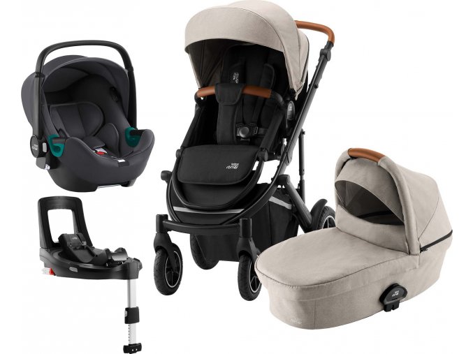 BRITAX Set kočárek Smile III + hluboká korba + autosedačka Baby Safe iSense + báze