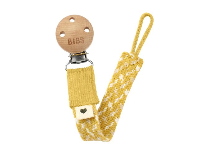 BIBS Paci Braid klip na cumlik MustardIvoryCloud