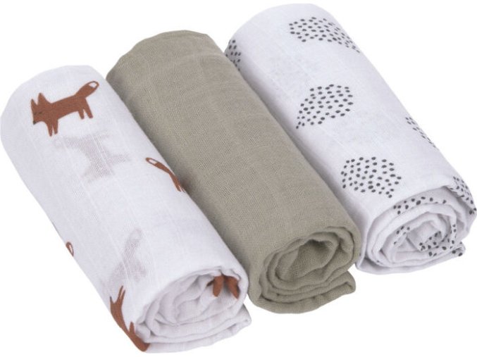 Lässig BABIES Swaddle Burp blanket 60x60 Little Forest fox