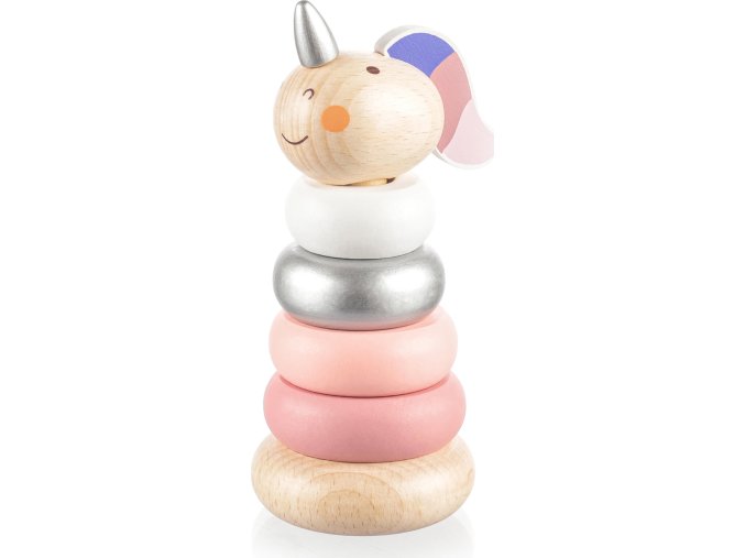ZOPA Dřevěné nasazovací kroužky jednorožec (Varianta Pink)