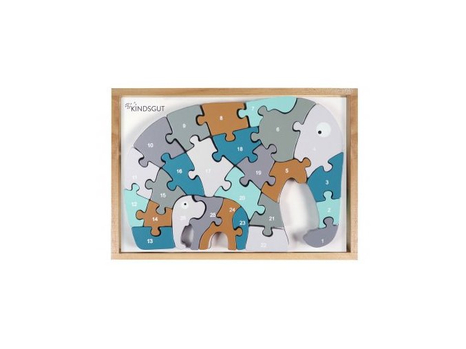 KINDSGUT Dřevěné puzzle s čísly Slon