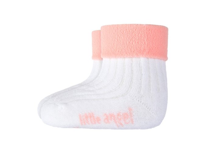 Little Angel ponožky froté Outlast® - bílá/sv.růžová (Velikost 10-14 | 7-9 cm)