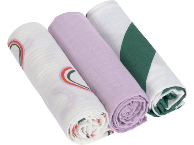 LÄSSIG BABIES LÄSSIG Swaddle Burp blanket 85x85 2024 Happy Rascals lavender (Varianta Swaddle Burp blanket 85x85 2024 Little Mateys royal blue)