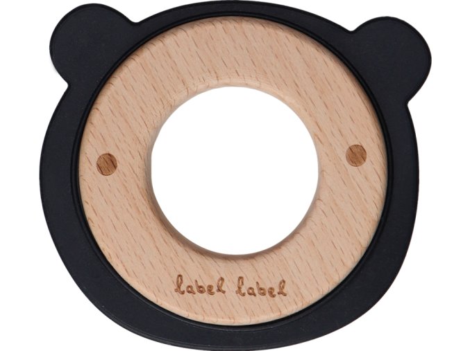 label label kousatko medvidek drevo silikon cerne