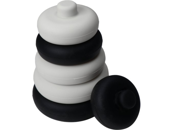label label silikonova stohovaci vez krouzky black white