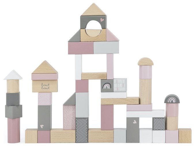 label label drevene kostky 50 ks ruzove