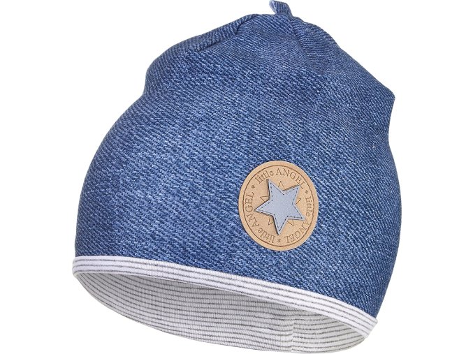 Little Angel Čepice podšitá Outlast® - modrý melír/pruh bílošedý melír (Velikost 3 | 42-44 cm)