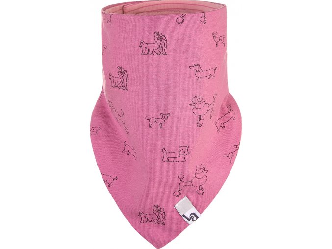 Little Angel Šátek na krk podšitý Outlast® - růžová pes/pruh starorůžový