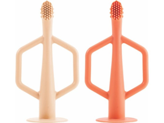 tiny twinkle silikonovy zubni kartacek 2 ks coral sand