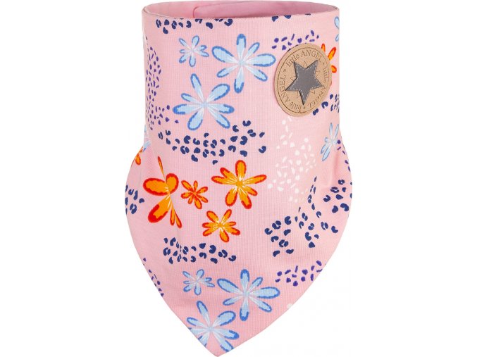 Little Angel Šátek na krk podšitý Outlast® - růžová kytky/růžová baby