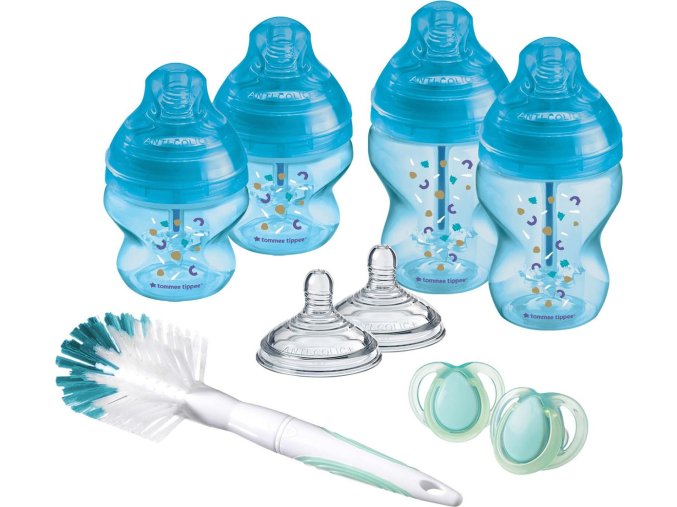 TOMMEE TIPPEE Set kojeneckých lahví advanced ANTI-COLIC, smíšené velikosti 9ks (Varianta Modrá)