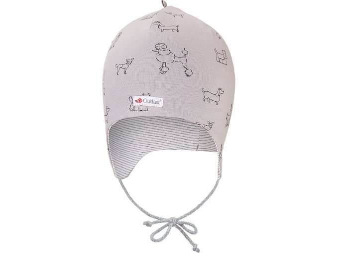 Little Angel Čepice podšitá zavazovací Outlast® - šedá pes/pruh bílošedý melír (Velikost 1 | 36-38 cm)