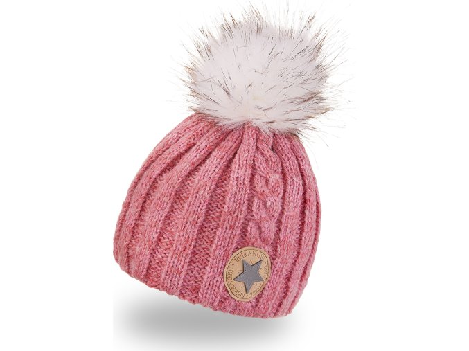 Little Angel Čepice pletená žebro copánek Outlast ® - červený melír (Velikost 4 | 45-48 cm)