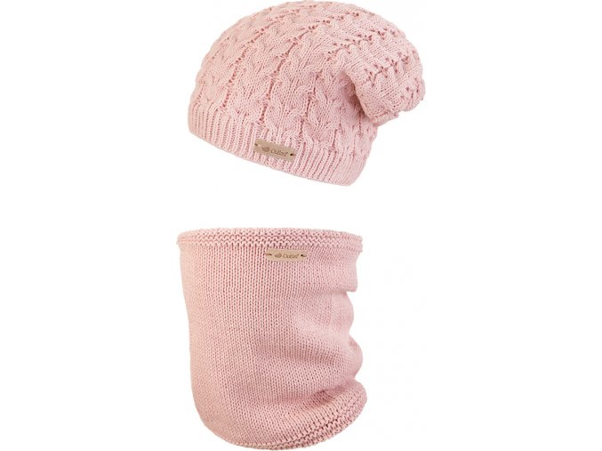 Little Angel set pletená čepice a nákrčník Outlast ® - sv.růžová