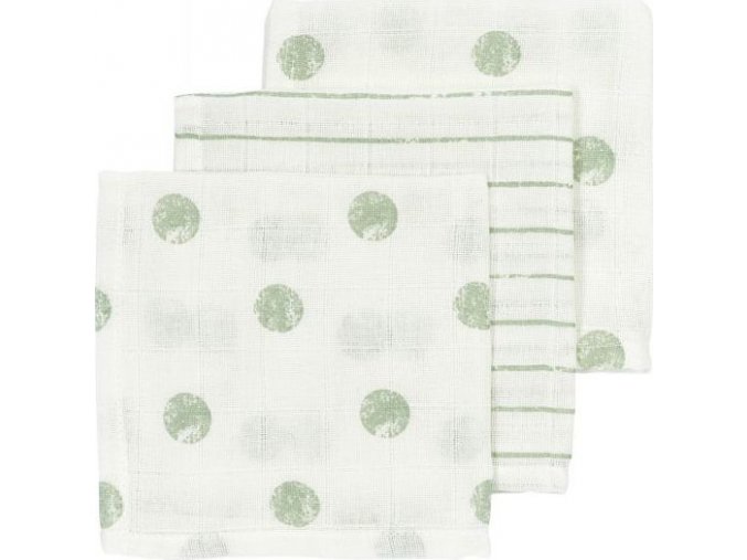 Mušelínová plena-žínka 3-balení - Dot stripe soft green