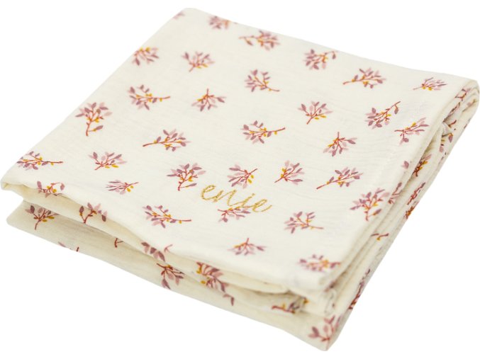 enie baby Mušelínová plenka 70x70cm béžové s vínovými květy - 1ks