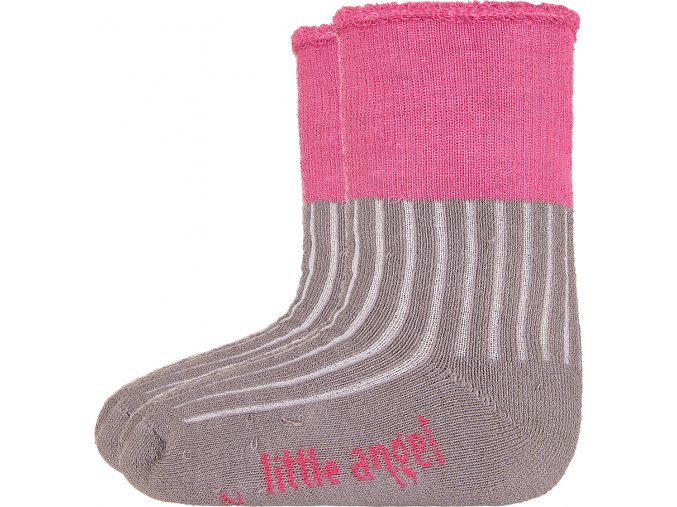 Little Angel ponožky froté Outlast® - tm.šedá/růžová