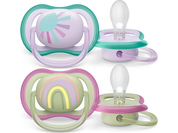 PHILIPS AVENT Philips AVENT Šidítko Ultra air Obrázek 0-6m dívka (duha), 2ks