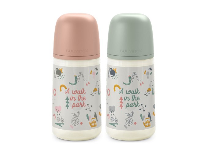 SUAVINEX | Kojenecká láhev Walk anatomická M silikon 270 ml - růžová (Varianta SUAVINEX | Kojenecká láhev Walk anatomická M silikon 270 ml - růžová)