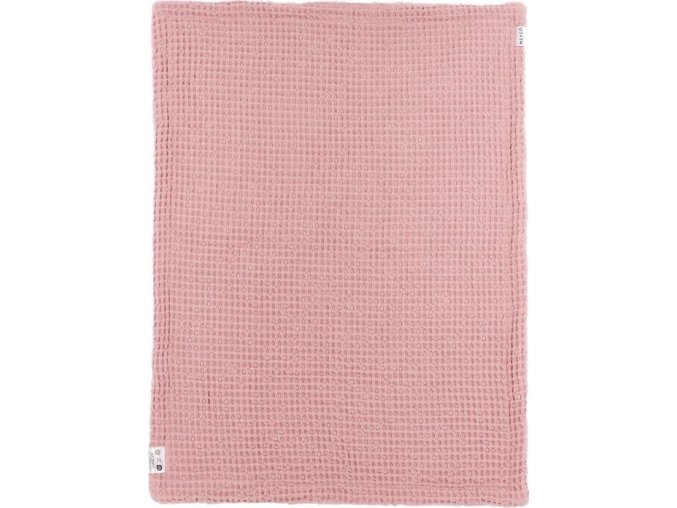 Deka do postýlky Waffle Teddy fleece - Old pink