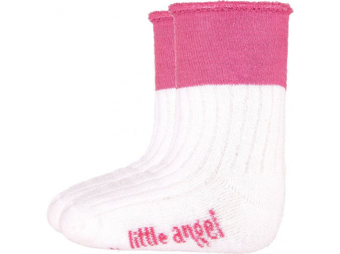 Little Angel ponožky froté Outlast® - bílá/růžová