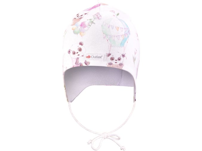 Little Angel Čepice podšitá zavazovací Outlast® - panda/sv.fialová (Velikost 1 | 36-38 cm)