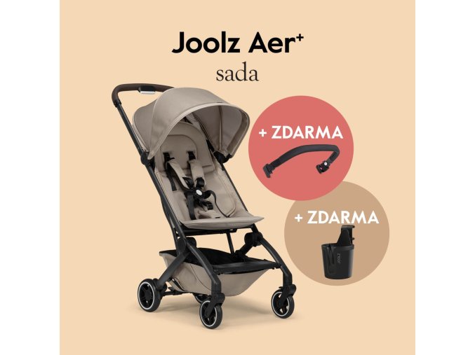 Kočárek joolz AER+ 2025 - kompaktní, lehký kočárek do letadla pro mětské rodiče Sandy taupe