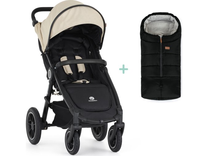 PETITEMARS PETITE&MARS Kočárek sportovní Street2 Air Black Sahara Beige + PETITE&MARS fusak Jibot ZDARMA